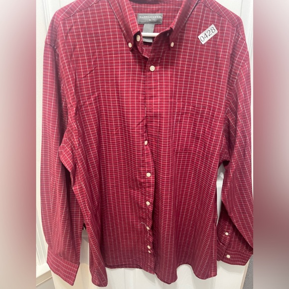 COPY - Saddlebred long sleeve button-down men’s shirt, large size red plaid - Picture 1 of 7